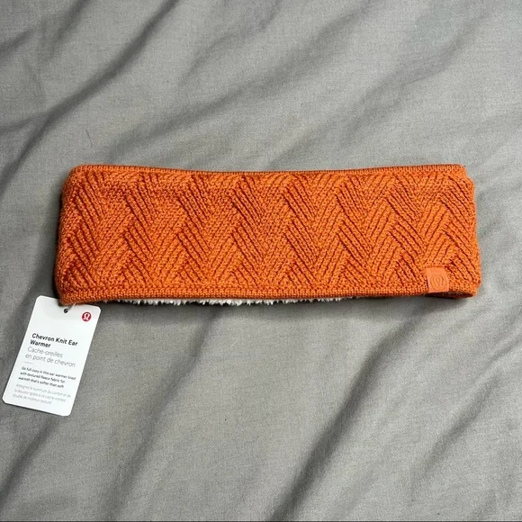 NWT Lululemon Chevron Knit Ear Warmer Canyon Orange (One Size) - Picture 3 of 10